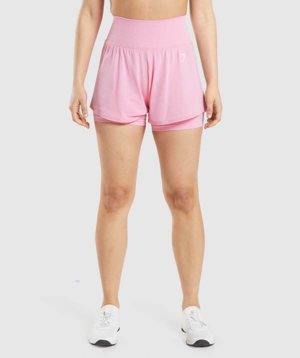Damske Šortky Gymshark Vital Seamless 2.0 2-in-1 Ruzove | LK0724365